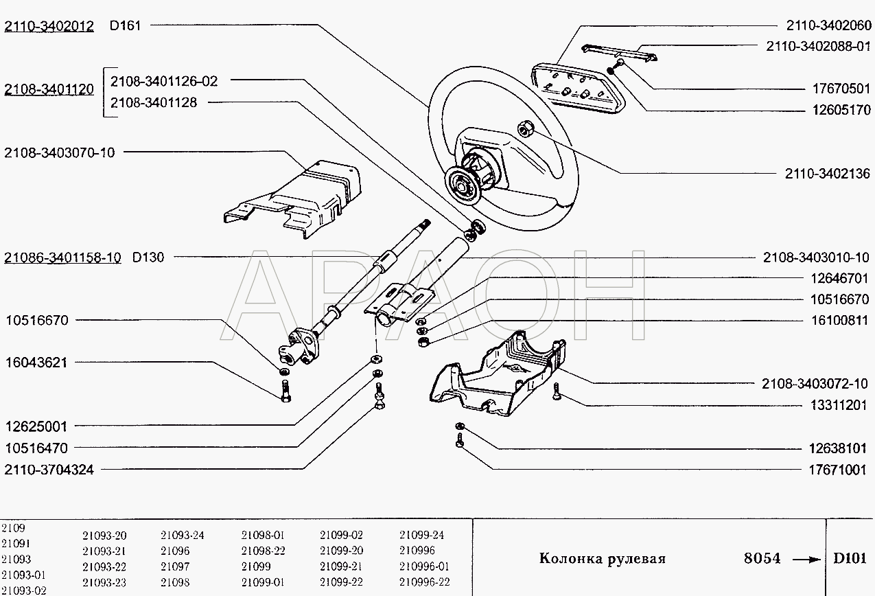 Колонка рулевая ВАЗ 2109